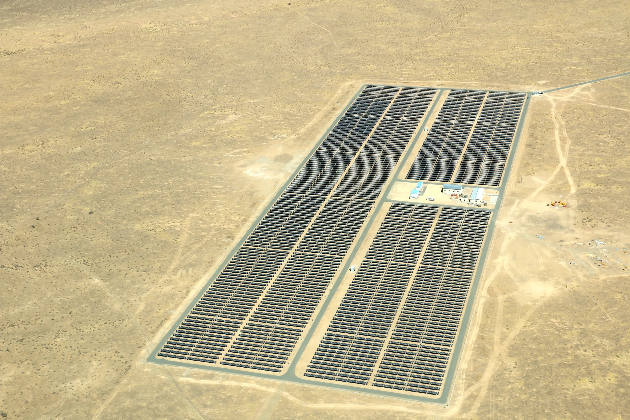 Aerial photograph of a solar power plant near Keetmanshoop, Namibia