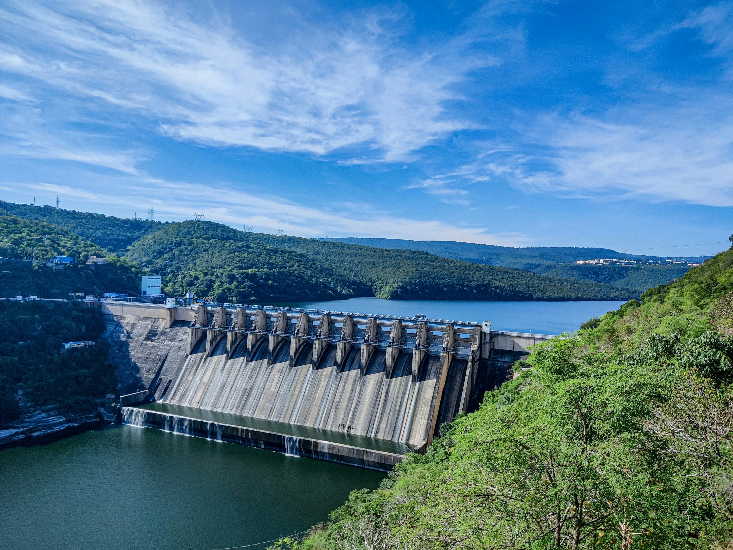 Srisailam hydroelectric dam and reservoir in India