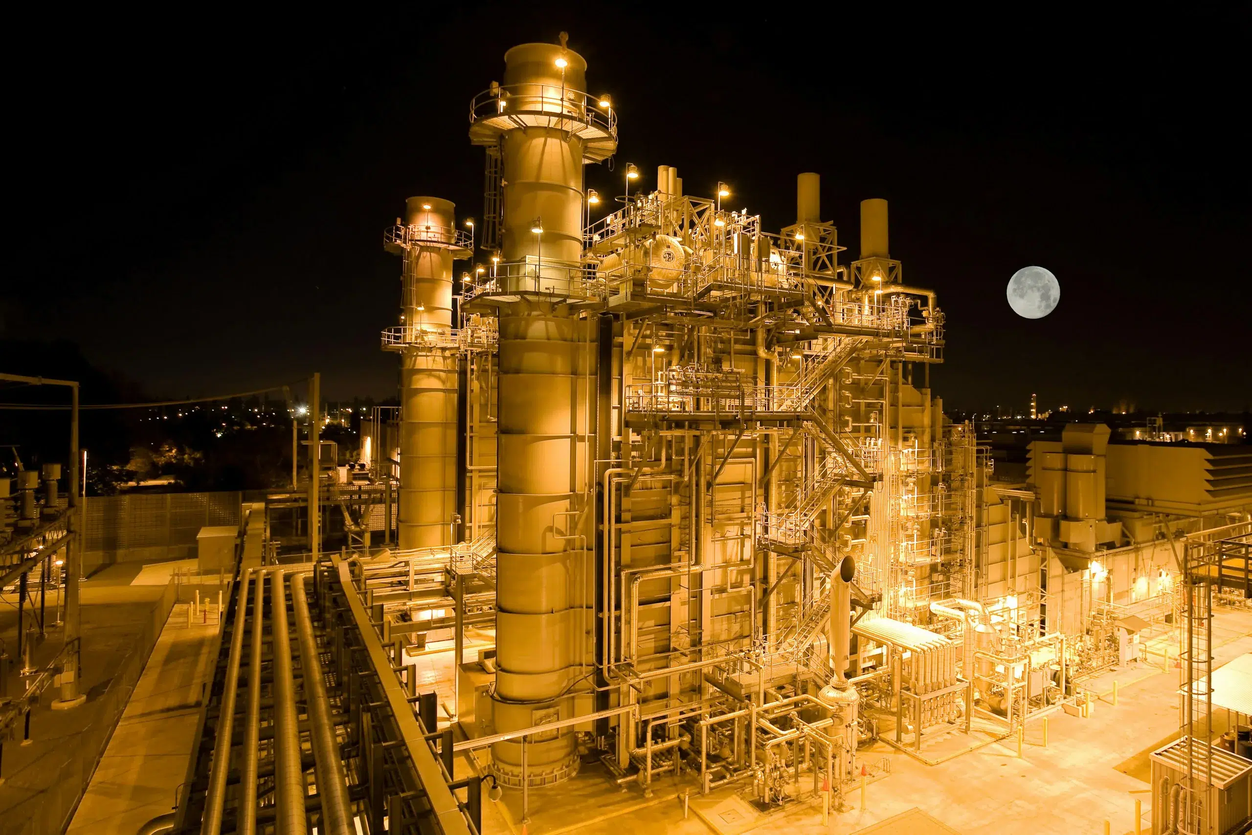 Thermal power facility at night